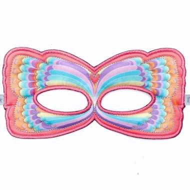 Roze regenboog oogmasker van een vlinder