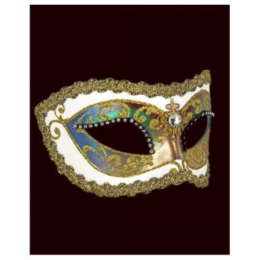 Wandversiering Italiaans oogmasker wit met strass