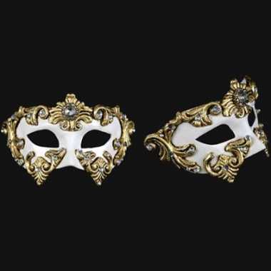 Wandversiering wit barok oogmasker