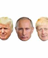 3x maskertjes met wereldleiders afbeeldingen