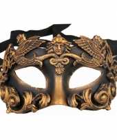 Wandversiering zwart met brons oogmasker