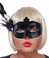 Zwarte oogmaskers met veren voor dames